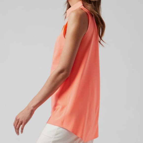 Women's Athleta Urbanite II Button Up Tank Top Bright Coral Size S - Picture 3 of 9